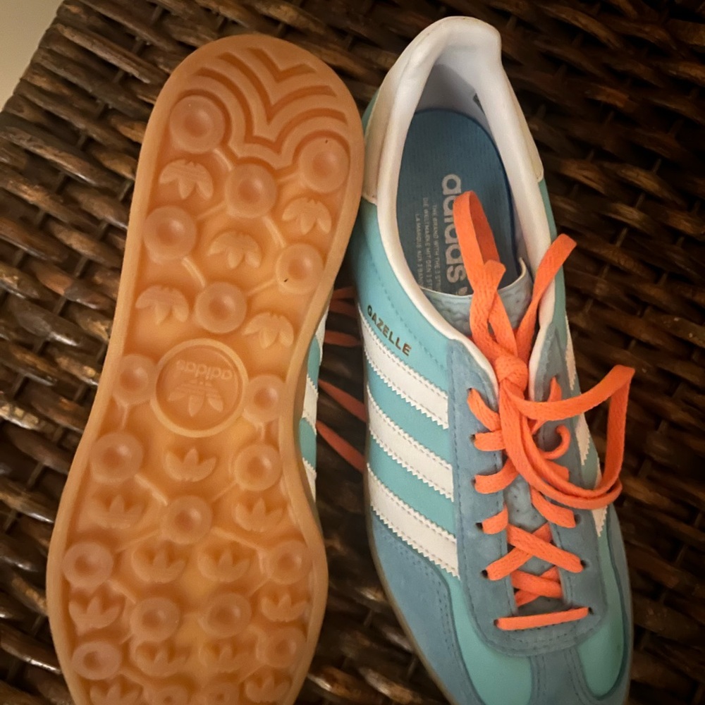adidas Gazelle Blue and Orange Athletic Shoes